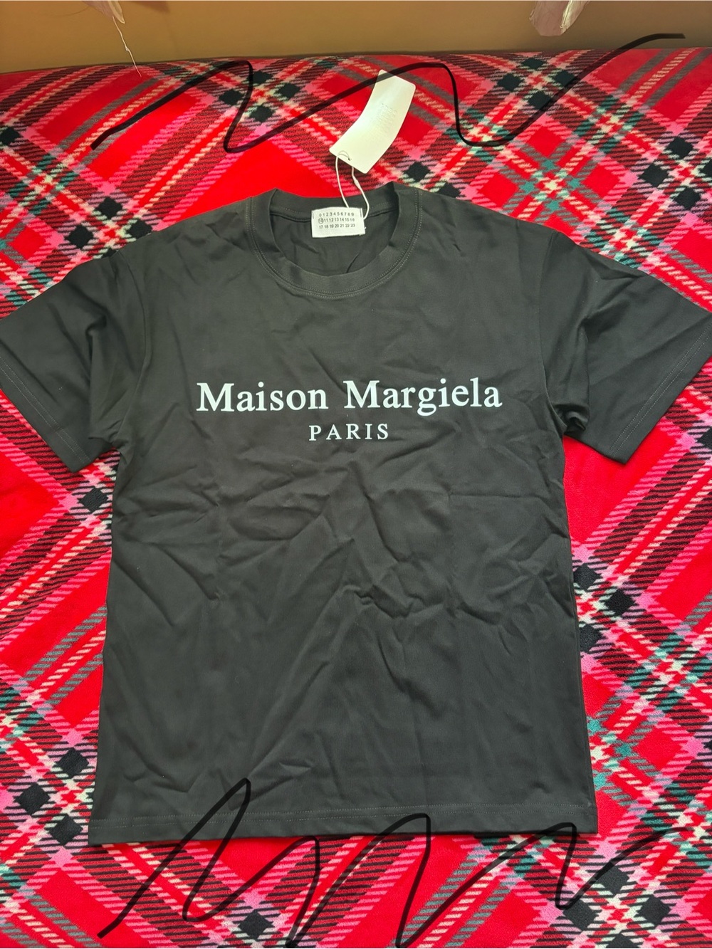 Maison Martin Margiela Black T-Shirt with White Logo